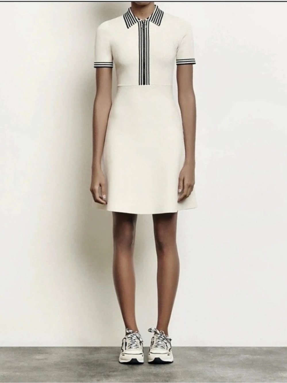 Sandro Women’s Paulzy Knit A-Line Dress Size 38 / 6 / Small Ivory 90